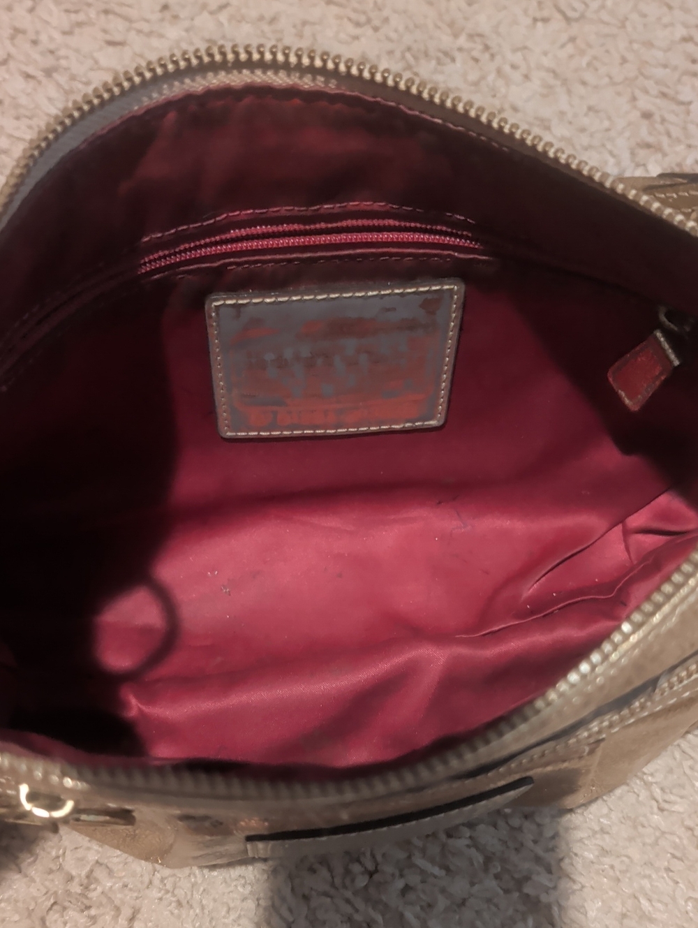 Coach Metallic Gold Shoulder Bag with Front Zip Pocket - Picture 4 of 5